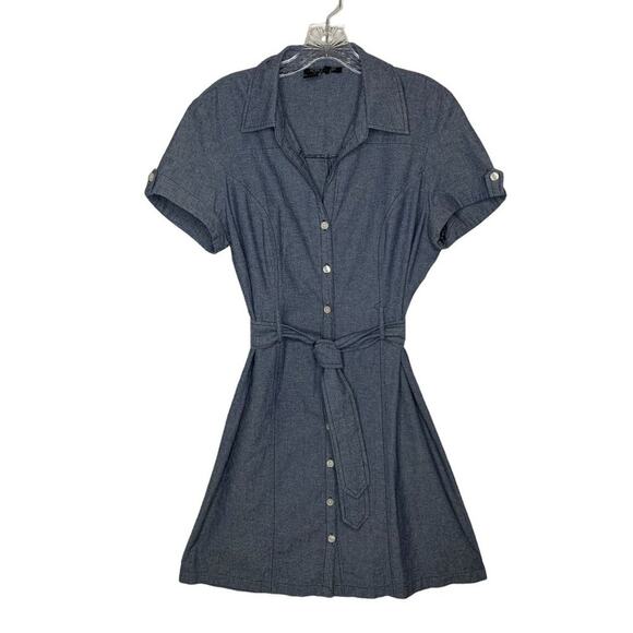 Hope & Honey Dresses & Skirts - Hope & Honey Size 6 Cotton Chambray Button Up Belted Short Sleeve Shirt Dress